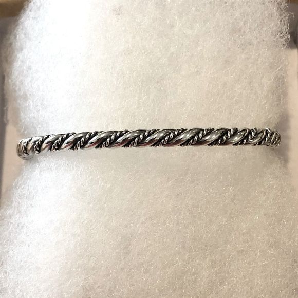 VINTAGE Sterling Silver Twisted Cuff Bangle Bracelet